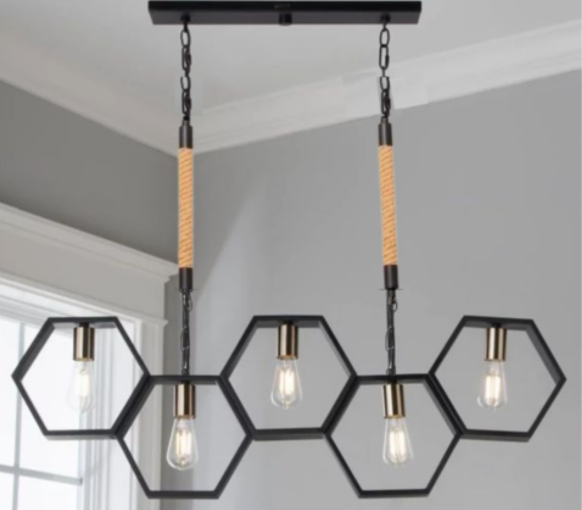 LAMPARA COLGANTE TECHO MODERNO 5 LUCES SALA REST HOGAR LAU - 9
