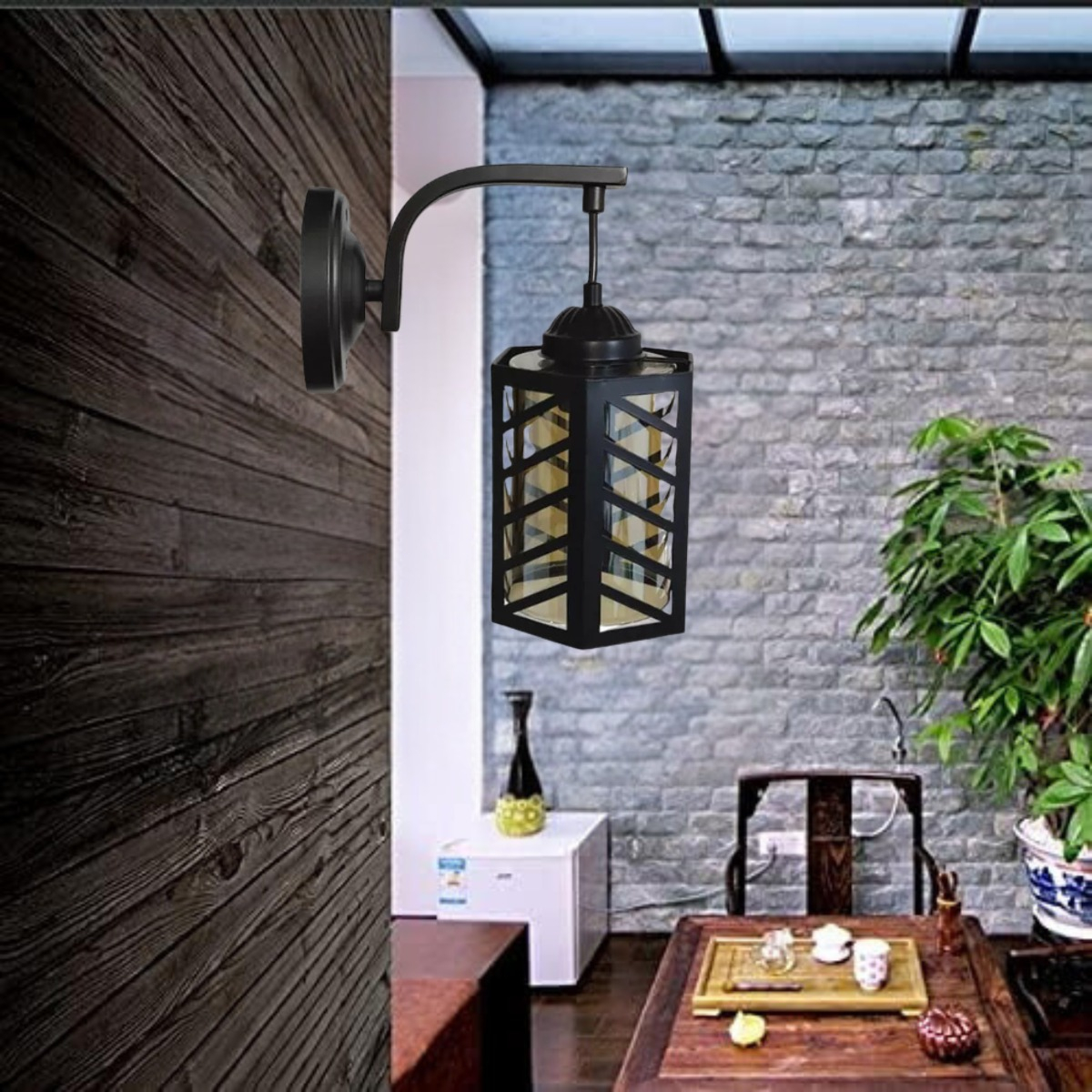 LAMPARA TECHO PARED JAULA HEXAGONAL MODERNA HOGAR LAU - 4