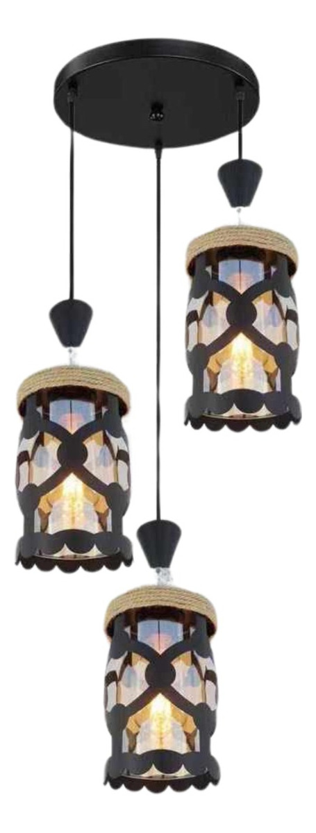 LAMPARA COLGANTE ILUMINACION RETRO VINTAGE 3 LUCES HOGAR LAU - 1