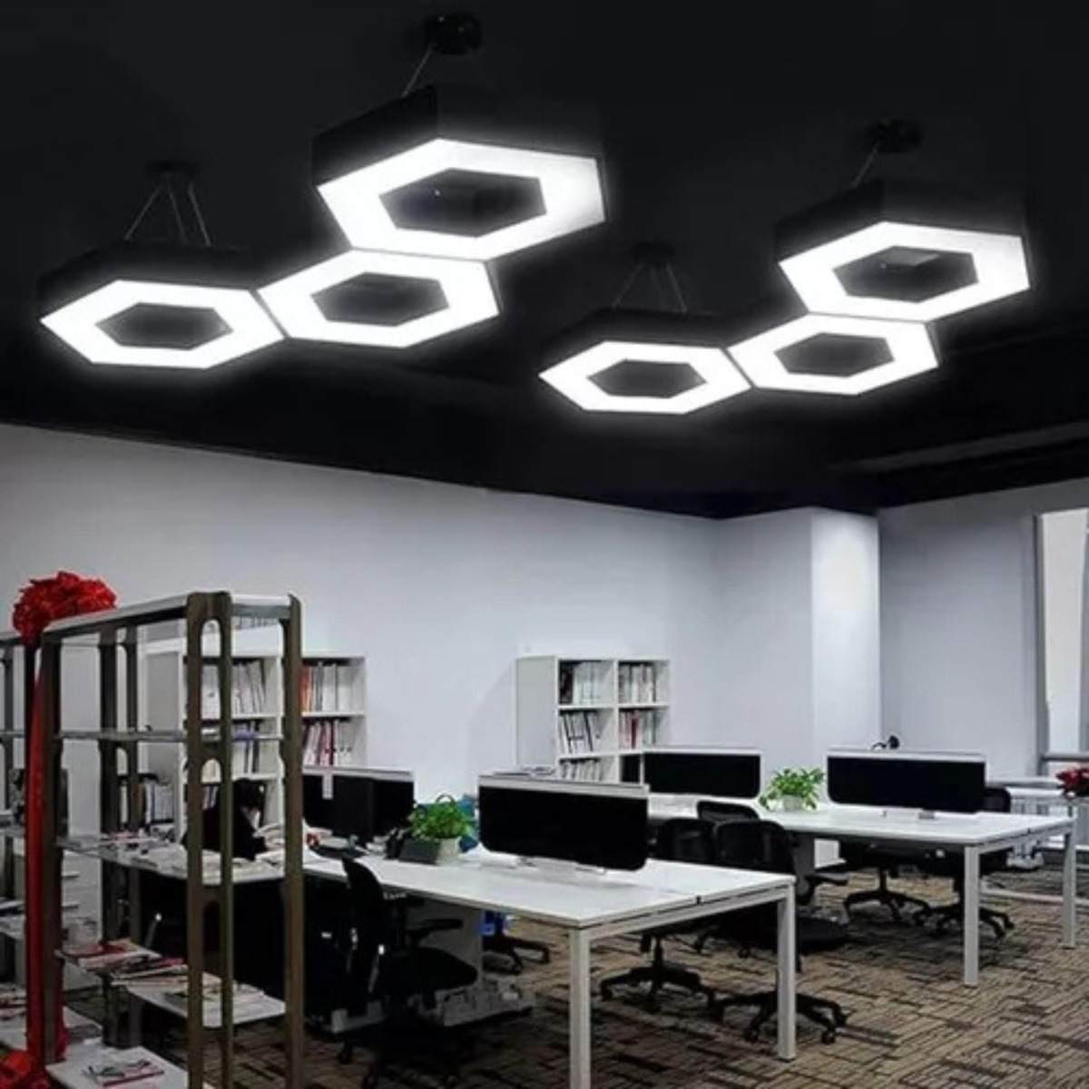 LAMPARA COLGANTE HEXAGONAL LED MINIMALISTA HOGAR SALA LAU - 6