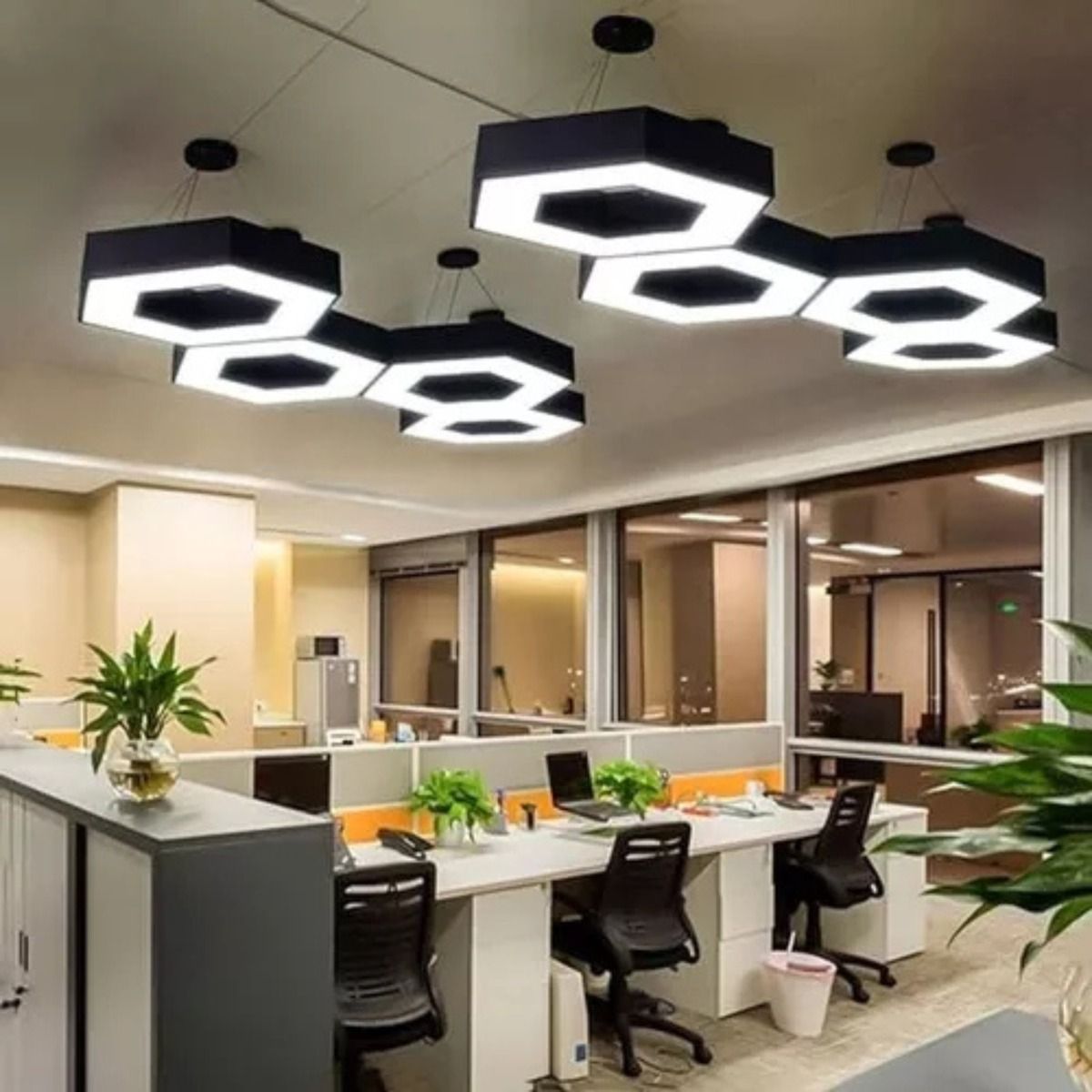 LAMPARA COLGANTE HEXAGONAL LED MINIMALISTA HOGAR SALA LAU - 8