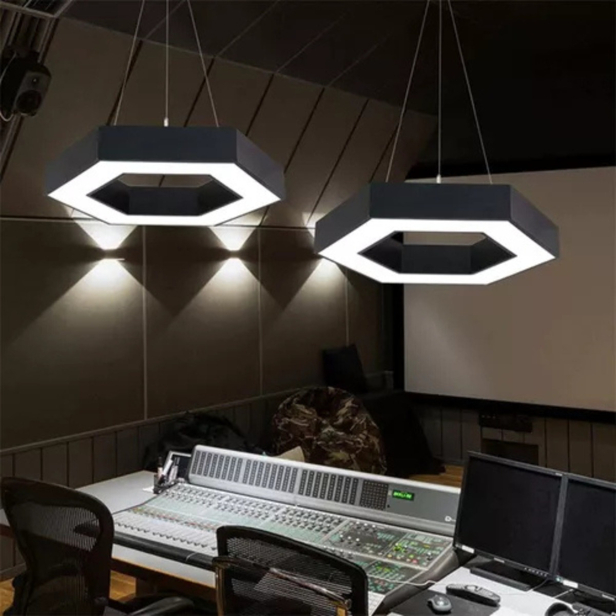 LAMPARA COLGANTE HEXAGONAL LED MINIMALISTA HOGAR SALA LAU - 10