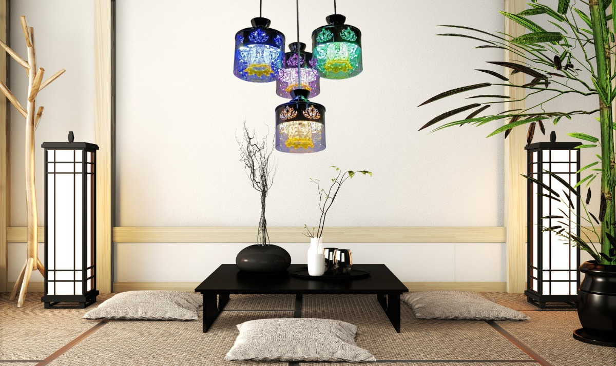 LAMPARA COLGANTE VIDRIO 4 LUCES MODERNA HOGAR LAU - 2