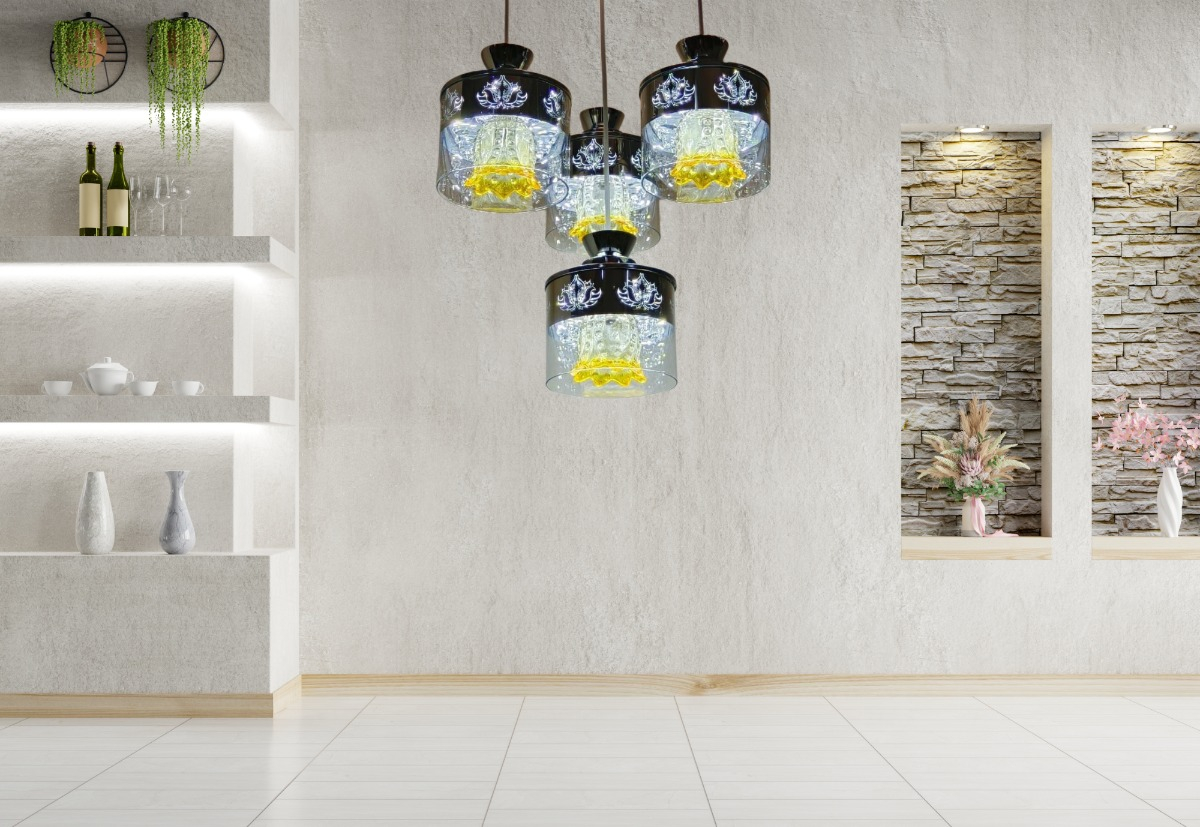 LAMPARA COLGANTE VIDRIO 4 LUCES MODERNA HOGAR LAU - 3