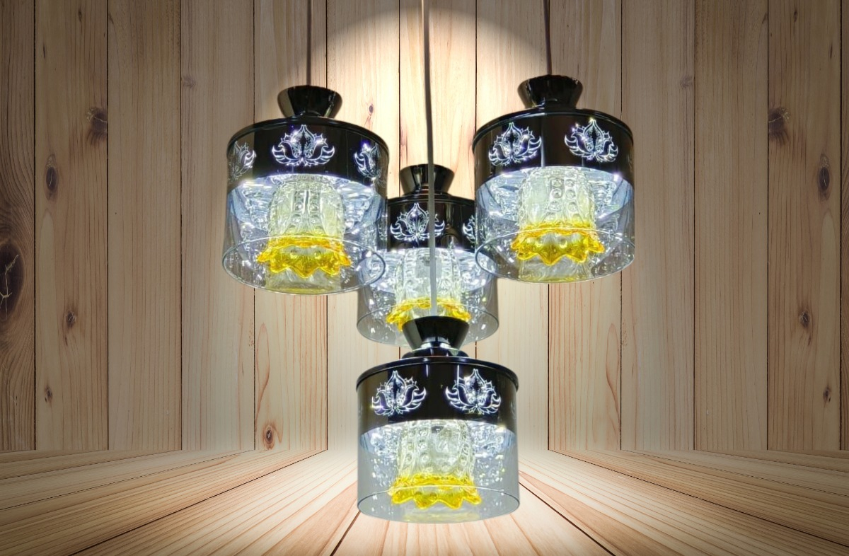 LAMPARA COLGANTE VIDRIO 4 LUCES MODERNA HOGAR LAU - 6