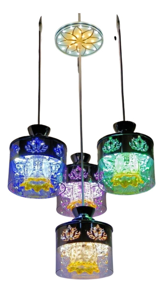 LAMPARA COLGANTE VIDRIO 4 LUCES MODERNA HOGAR LAU - 9