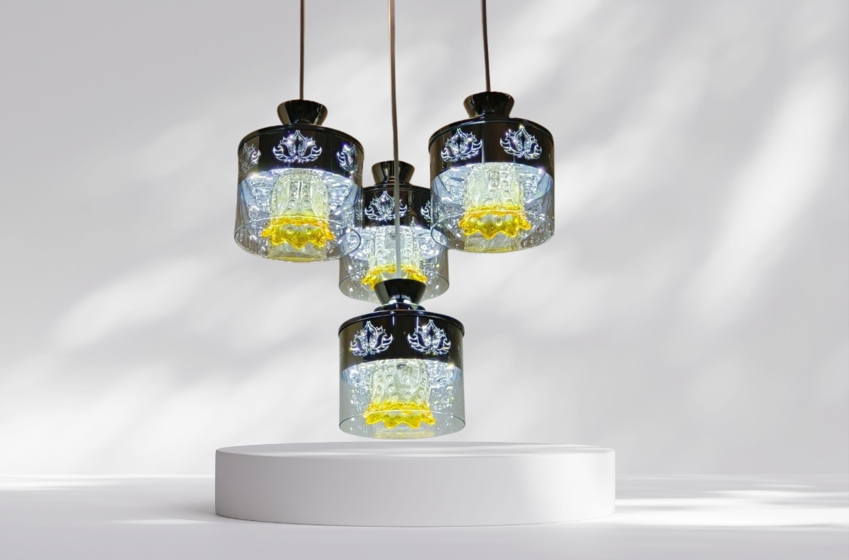 LAMPARA COLGANTE VIDRIO 4 LUCES MODERNA HOGAR LAU - 10