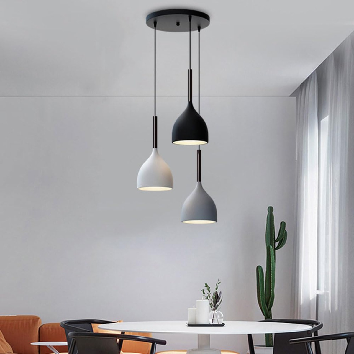 LAMPARA COLGANTE NORDICA PANTALLA METALICA 3 COLORES LAU - 5