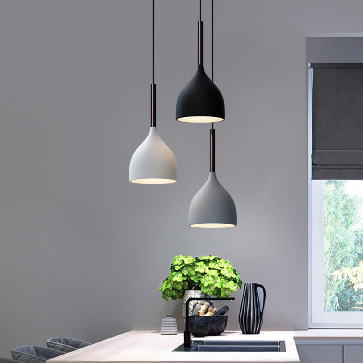 LAMPARA COLGANTE NORDICA PANTALLA METALICA 3 COLORES LAU - 7