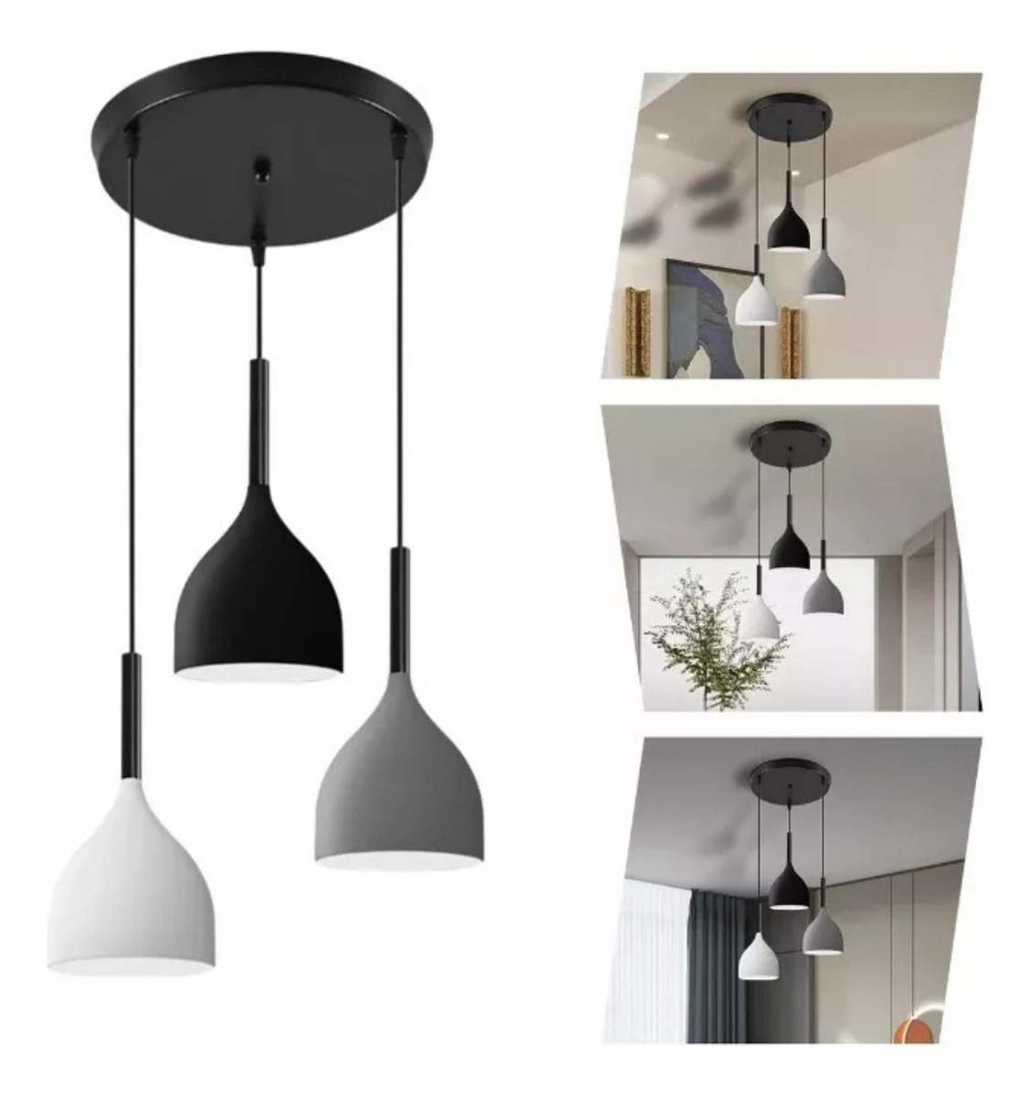 LAMPARA COLGANTE NORDICA PANTALLA METALICA 3 COLORES LAU - 10