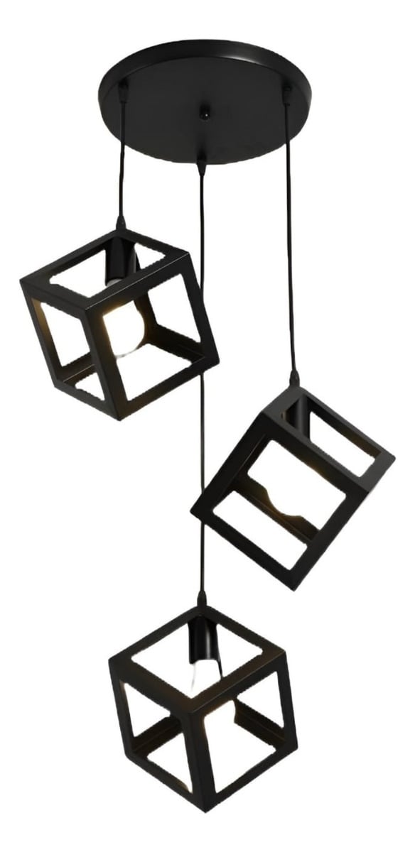 LAMPARA COLGANTE GEOMETRICO CUBO MODERNA HOGAR LAU - 3