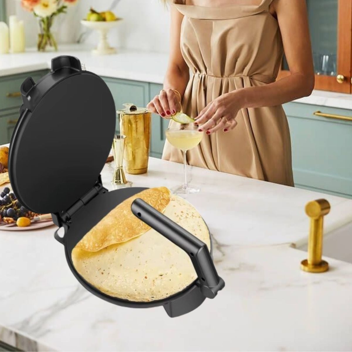 MÁQUINA ELÉCTRICA CREPAS PANQUEQUES AJUSTABLE 1400W JHN - 2