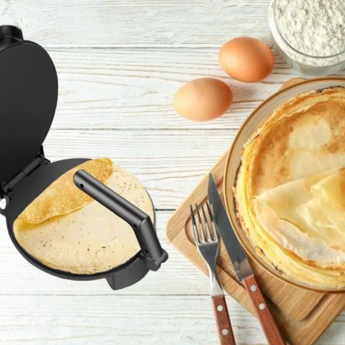 MÁQUINA ELÉCTRICA CREPAS PANQUEQUES AJUSTABLE 1400W JHN - 5