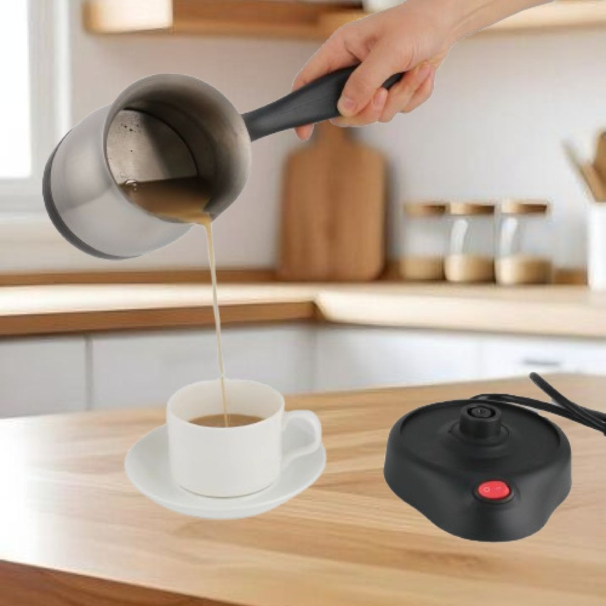 CAFETERA TURCA ELÉCTRICA 600W PROTECCIÓN DUAL PLEGABLE JHN - 2