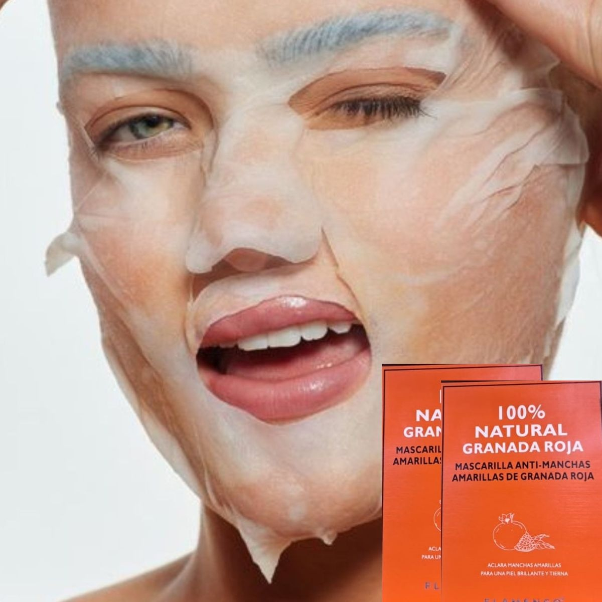 SET 4 MASCARILLAS FACIALES GRANADA ROJA ANTI MANCHAS LAU - 6