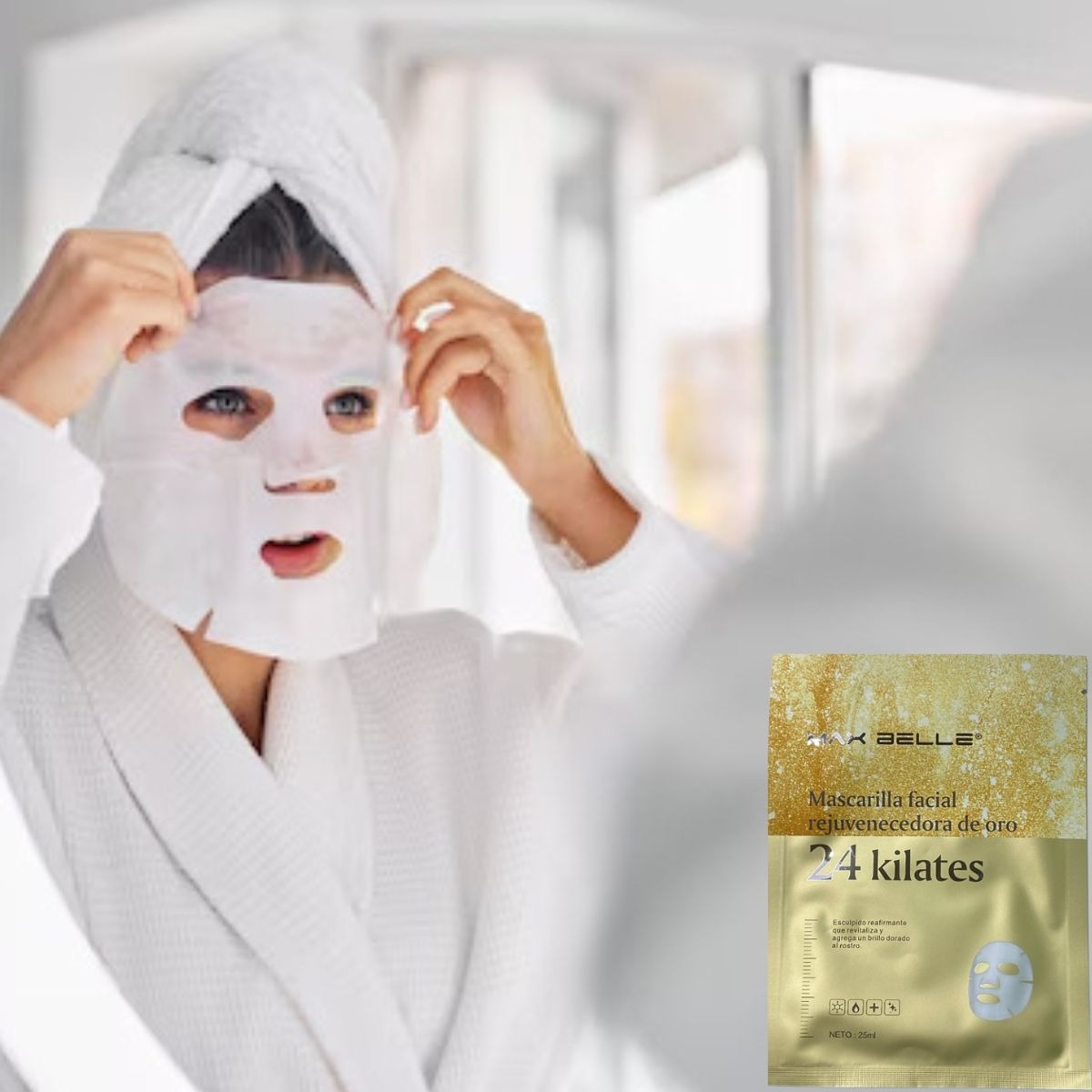 SET 4 MASCARILLA FACIAL HIDRATANTE REJUVENECE 24K GOLD LAU - 6