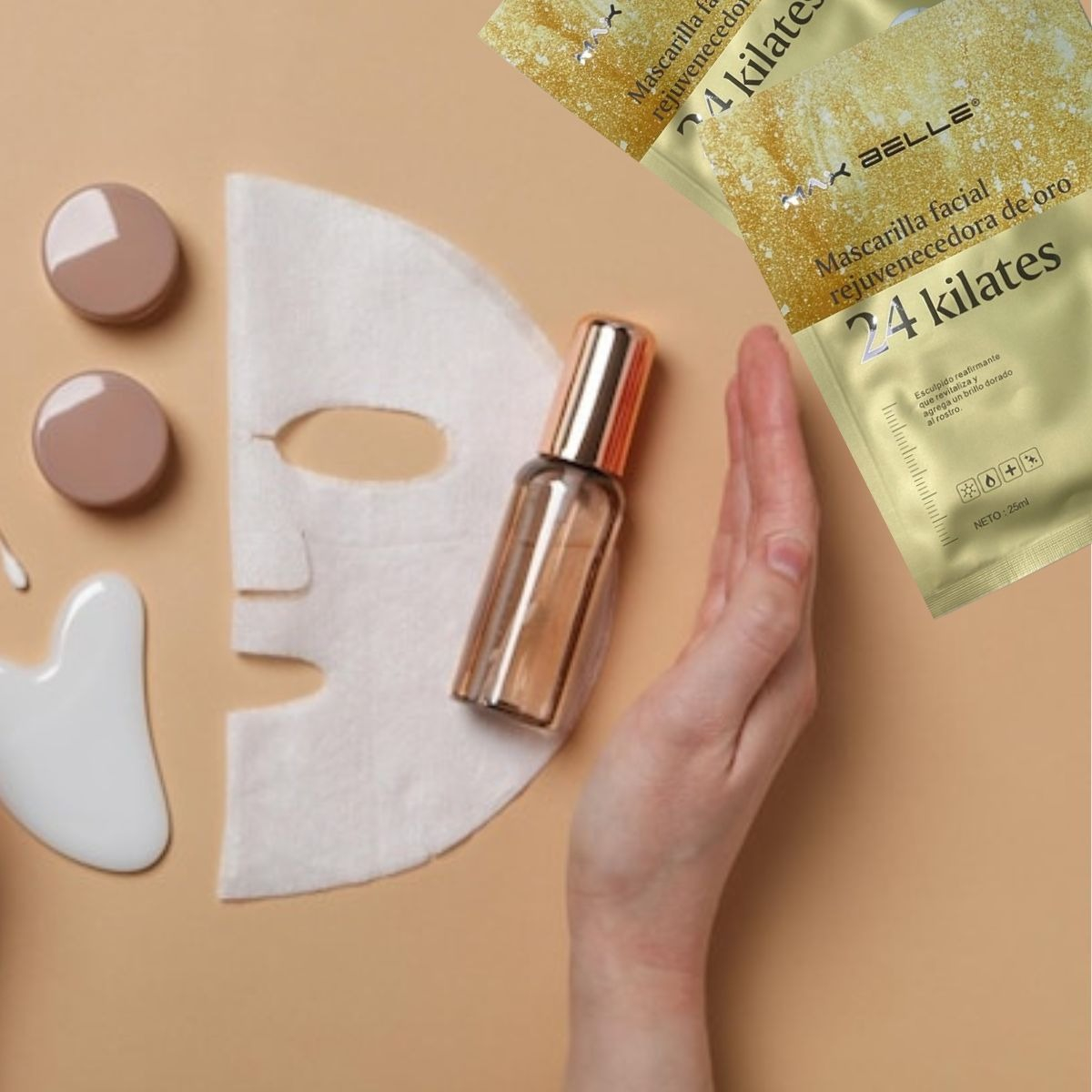 SET 4 MASCARILLA FACIAL HIDRATANTE REJUVENECE 24K GOLD LAU - 8