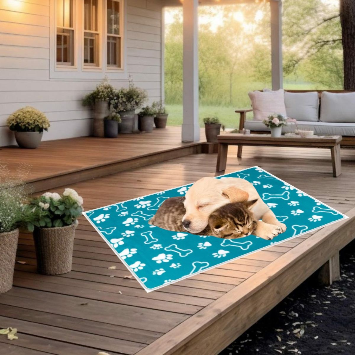 SET 3 MANTA TERMICA PARA MASCOTAS DISEÑO HUELLA 90X60 CM LAU - 6