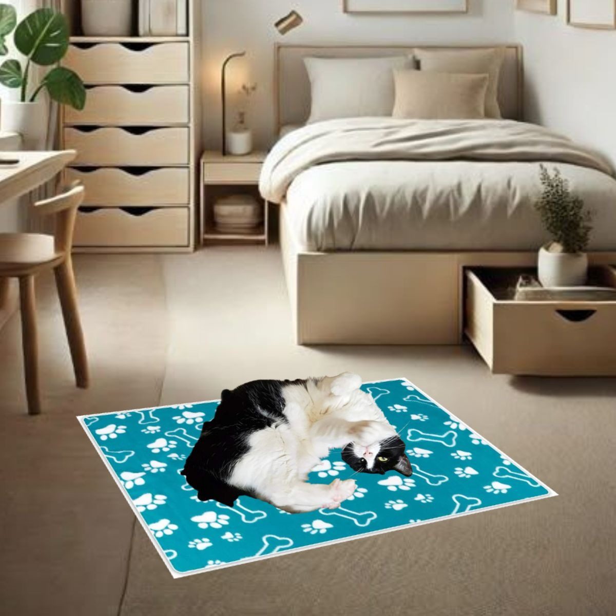 SET 3 MANTA TERMICA PARA MASCOTAS DISEÑO HUELLA 90X60 CM LAU - 9