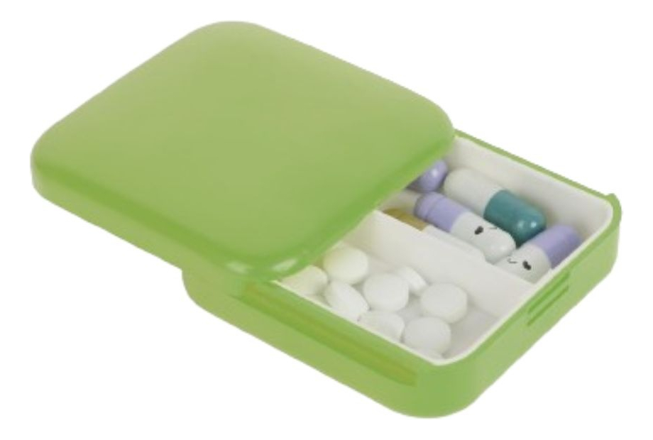 SET 6 PASTILLEROS MINI 2 COMPARTIMIENTO VERDE PORTATIL LAU - 1