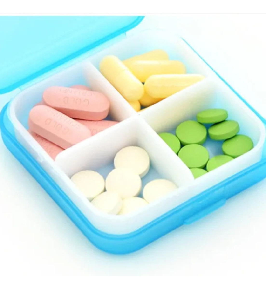 SET 6 PASTILLERO AZUL 4 COMPARTIMIENTOS MEDICAMENTOS LAU - 4