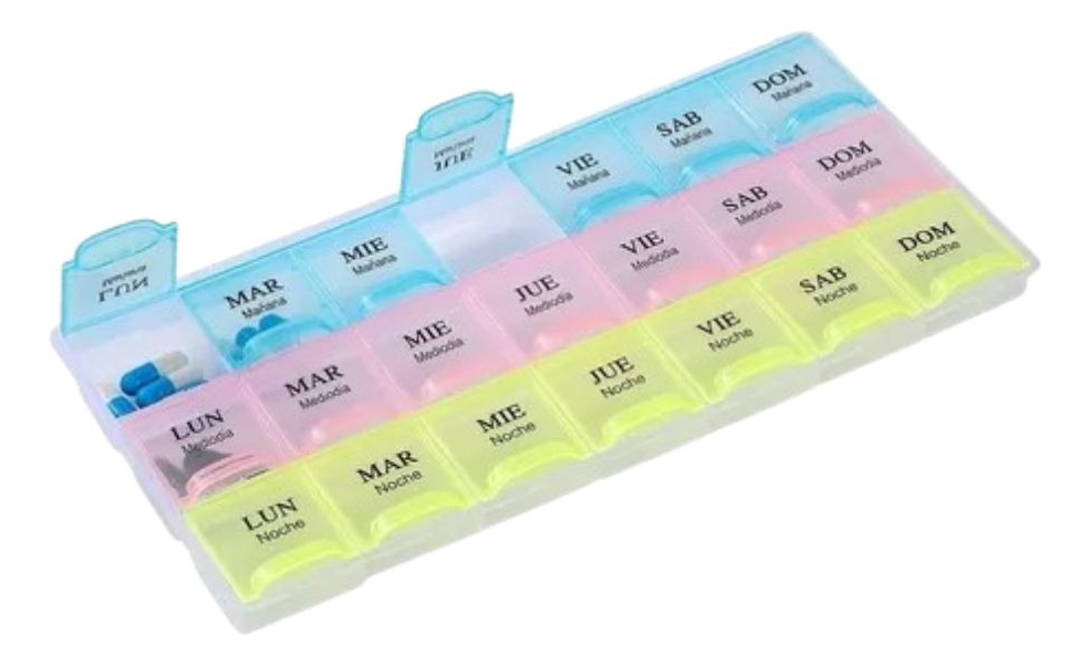 SET 3 PASTILLERO ORGANIZADOR 21 COMPARTIMIENTO PORTATIL LAU - 1