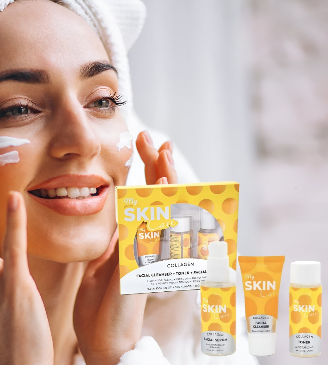 KIT SKINCARE COLÁGENO LIMPIADOR TÓNICO SERUM FACIAL JHN - 4