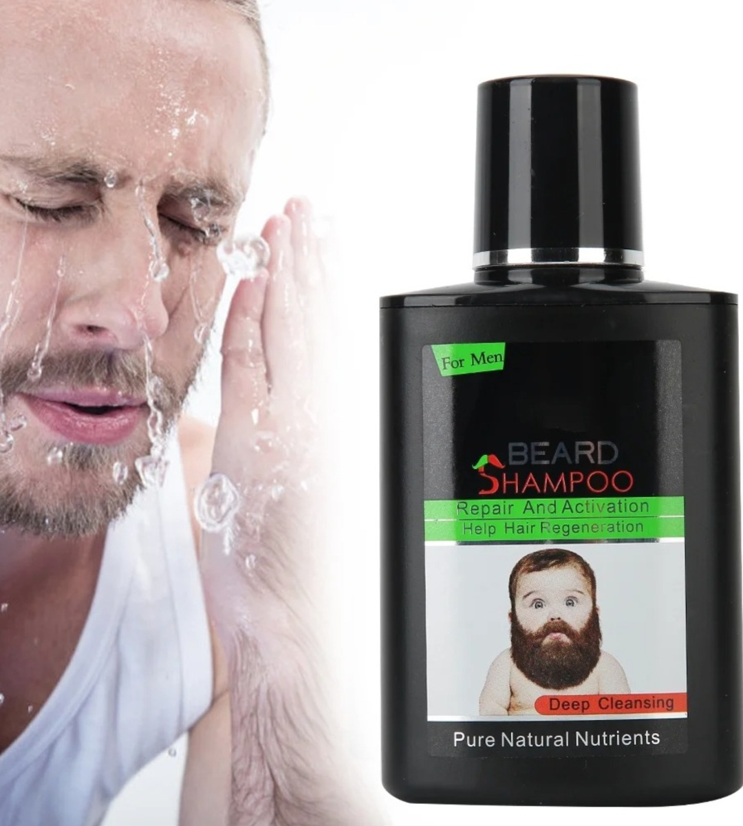 SET 2 SHAMPOO CUIDADO BARBA LIMPIA SUAVE REPARA REGENERA JHN - 5