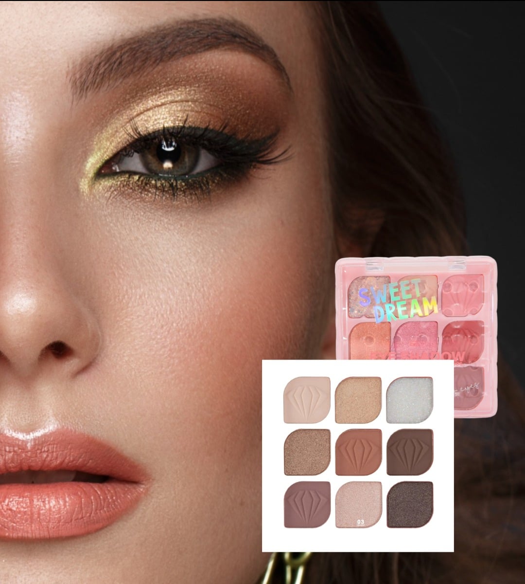 SET 2 SOMBRA OJOS PALETA MULTIFUNCIONAL POLVO 9 COLORES JHN - 3