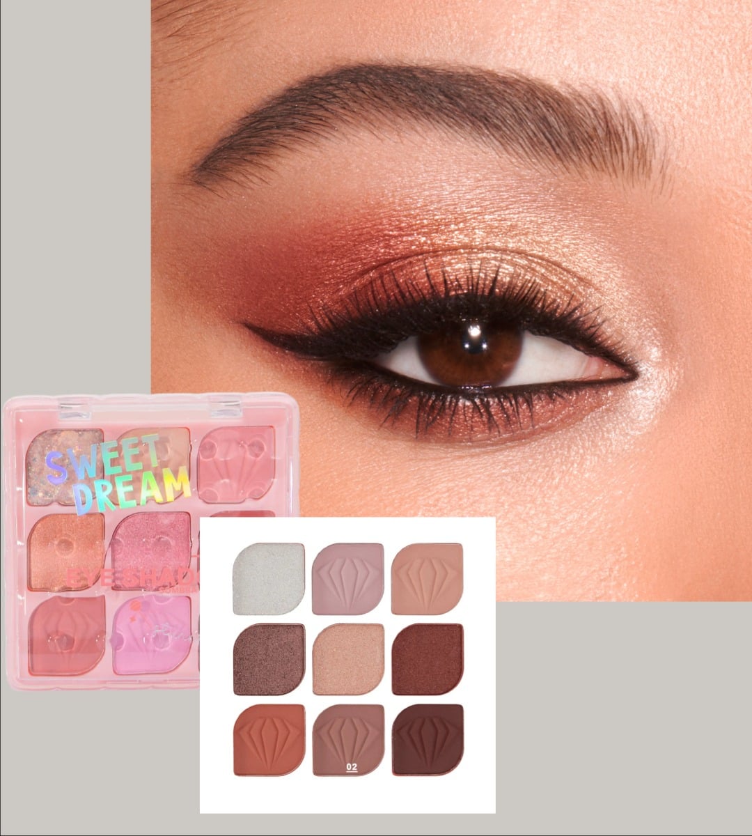 SET 2 SOMBRA OJOS PALETA MULTIFUNCIONAL POLVO 9 COLORES JHN - 6