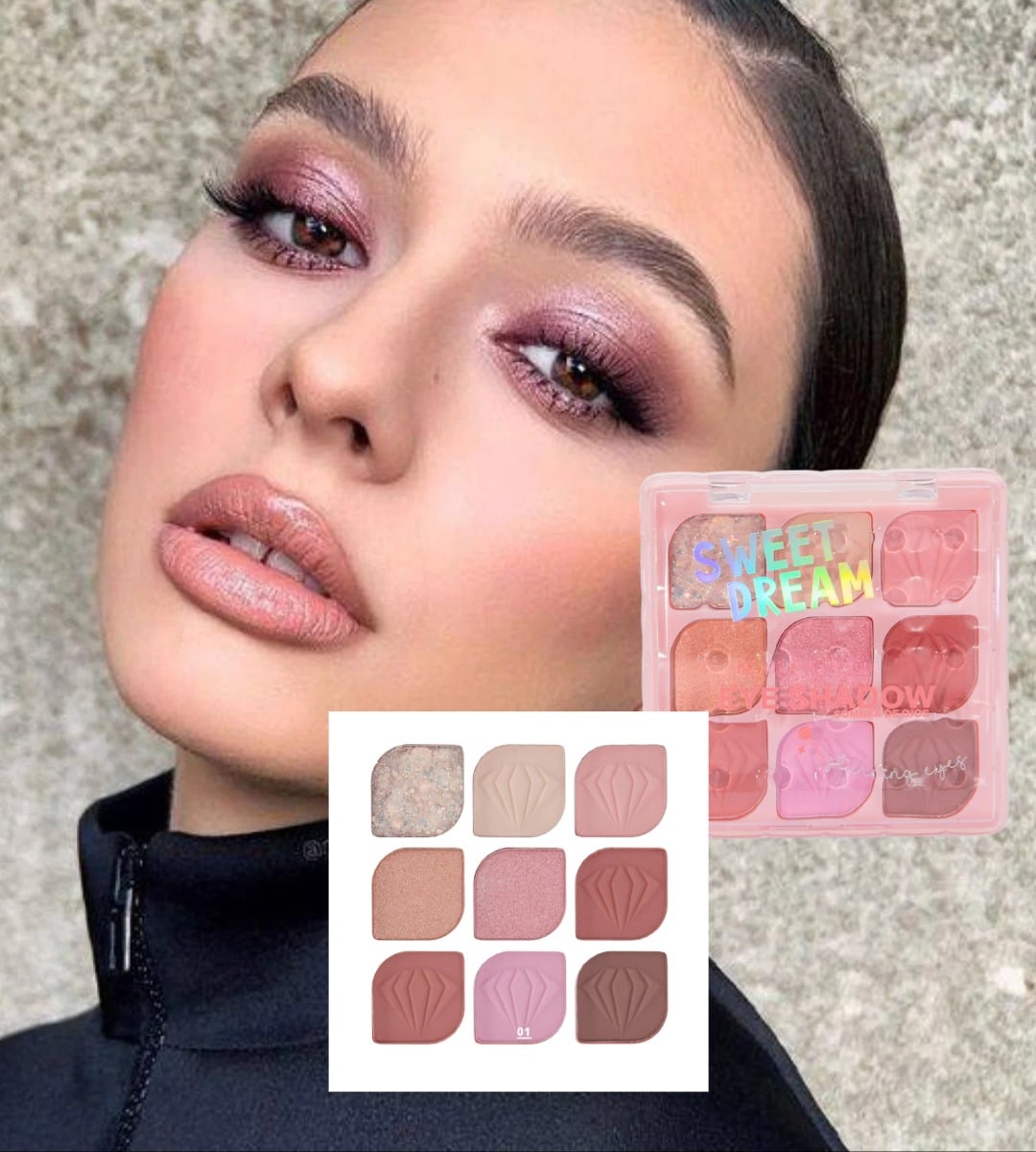 SET 2 SOMBRA OJOS PALETA MULTIFUNCIONAL POLVO 9 COLORES JHN - 7