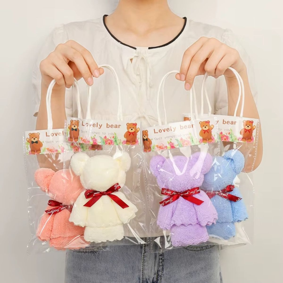 TOALLA TERCIOPELO FORMA DE OSITO SUAVIDAD TERNURA BEBE LAU - 10