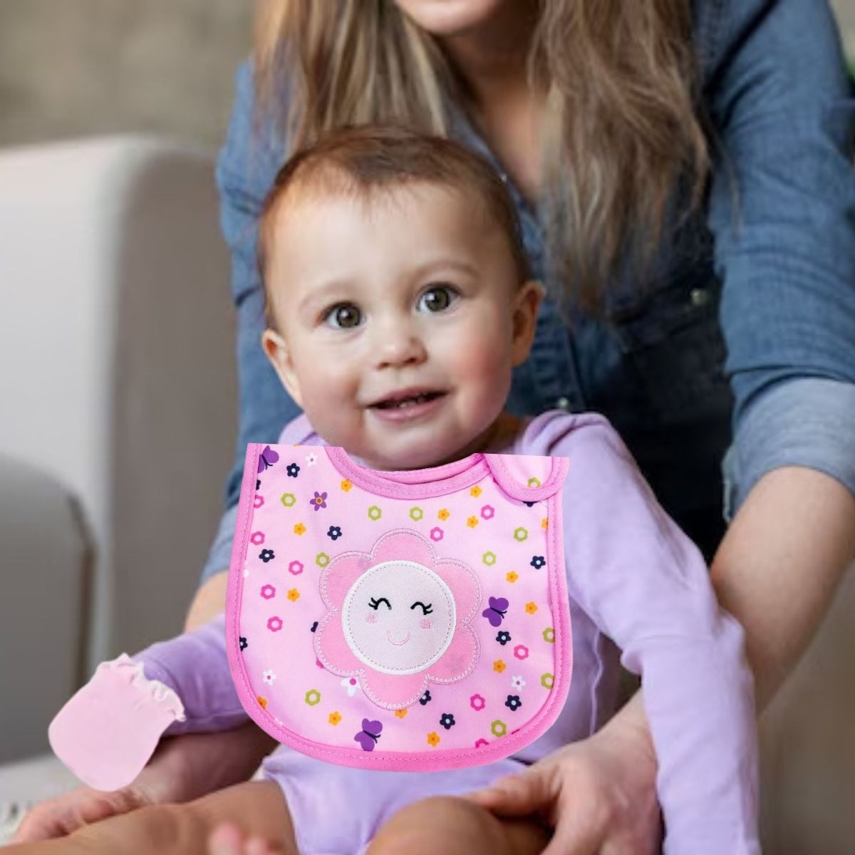 2 SET BABERO 3 PIEZAS + MITONES MEDIAS SUAVE BEBES LAU - 10