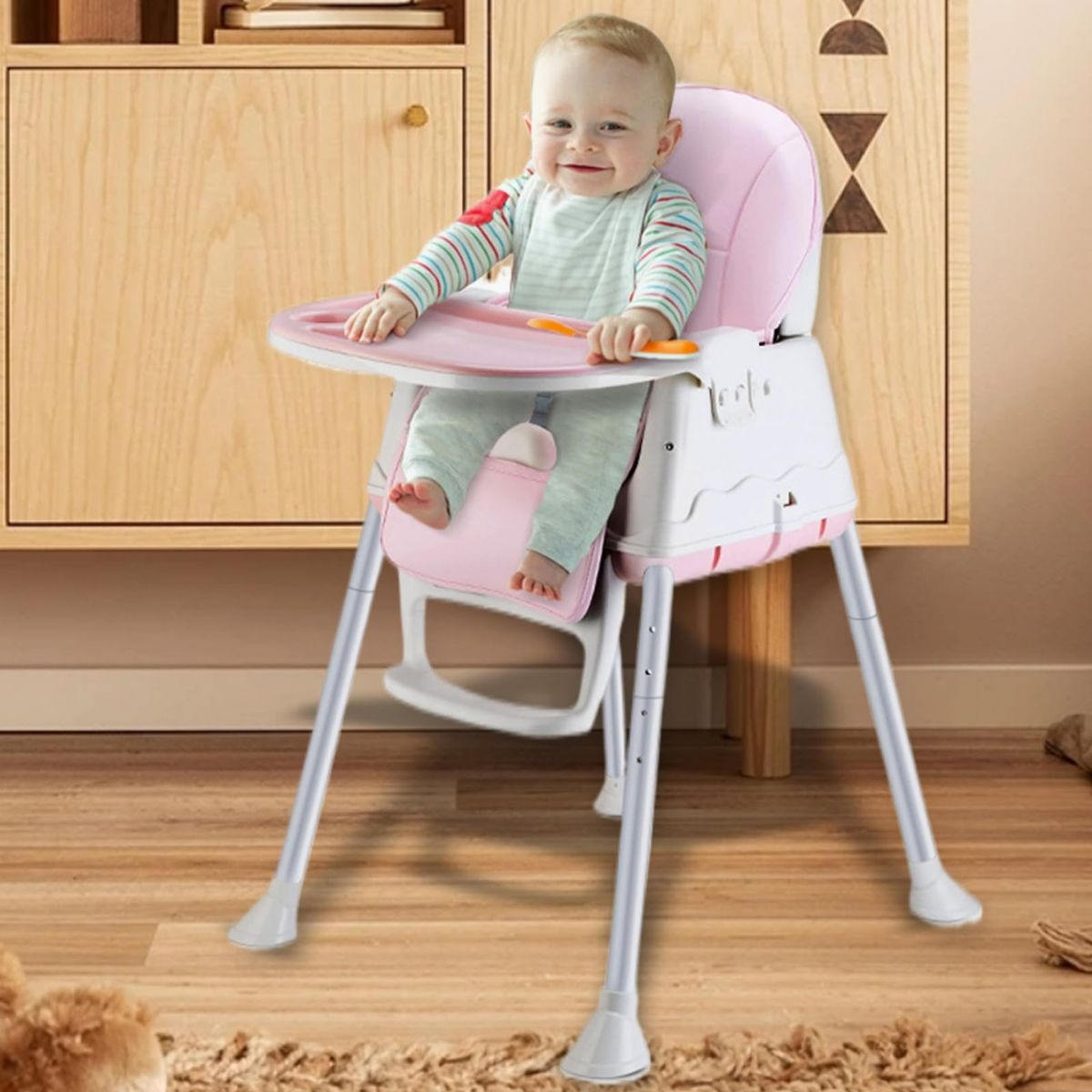 SILLA DE COMER ALTA PLEGABLE 3 EN 1 BEBES MULTIFUNCIONAL LAU - 8
