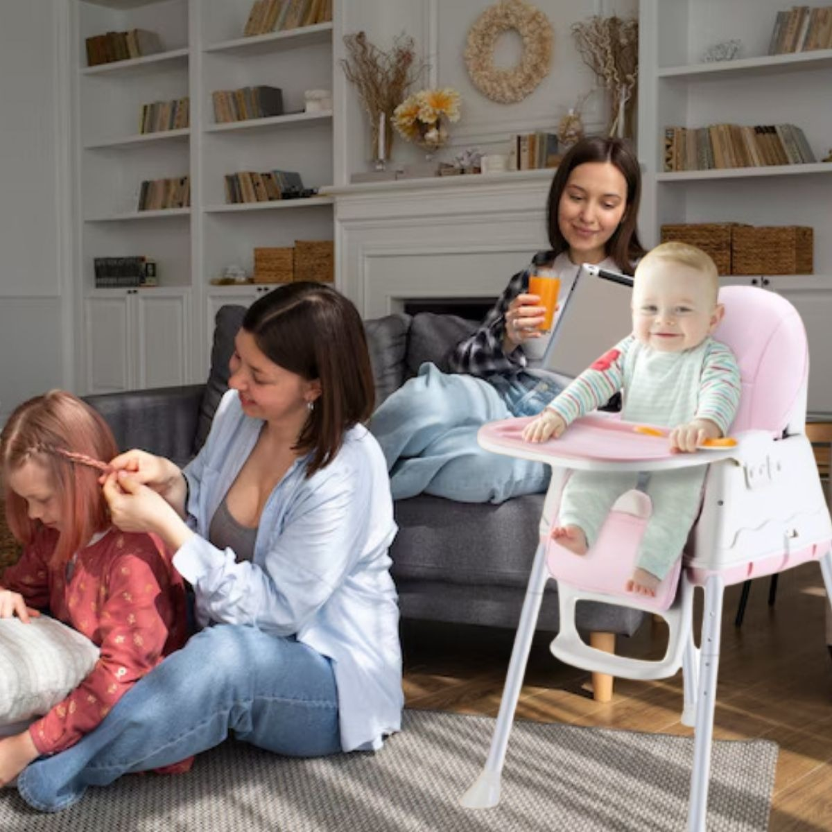 SILLA DE COMER ALTA PLEGABLE 3 EN 1 BEBES MULTIFUNCIONAL LAU - 10