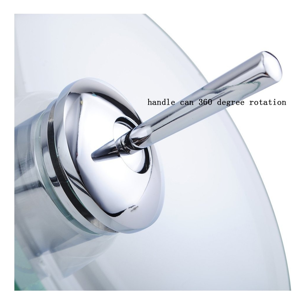 GRIFO CASCADA MEZCLADOR LAVABO BAÑO CIRCULAR VIDRIO LAU - 2