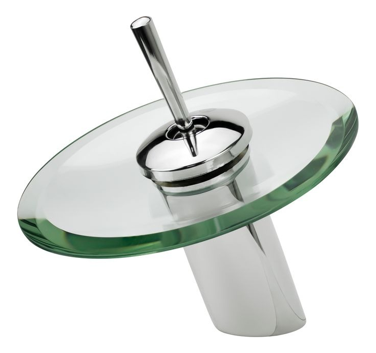 GRIFO CASCADA MEZCLADOR LAVABO BAÑO CIRCULAR VIDRIO LAU - 3
