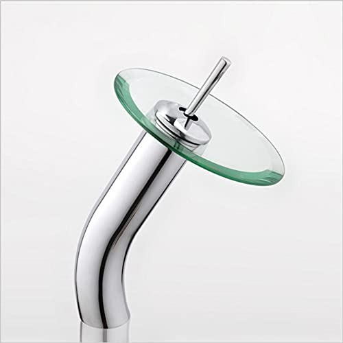 GRIFO CASCADA MEZCLADOR LAVABO BAÑO CIRCULAR VIDRIO LAU - 8