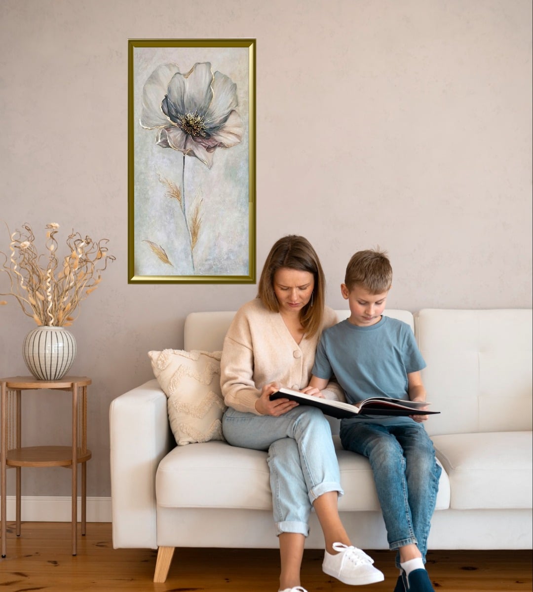 CUADRO DECORATIVO PARED FLORES SERENAS PINTURA JHN - 7