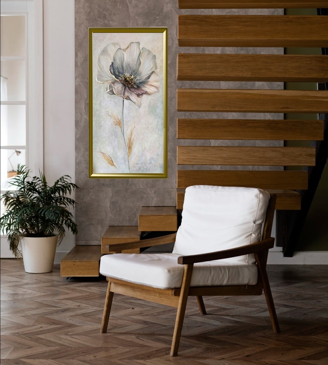 CUADRO DECORATIVO PARED FLORES SERENAS PINTURA JHN - 8