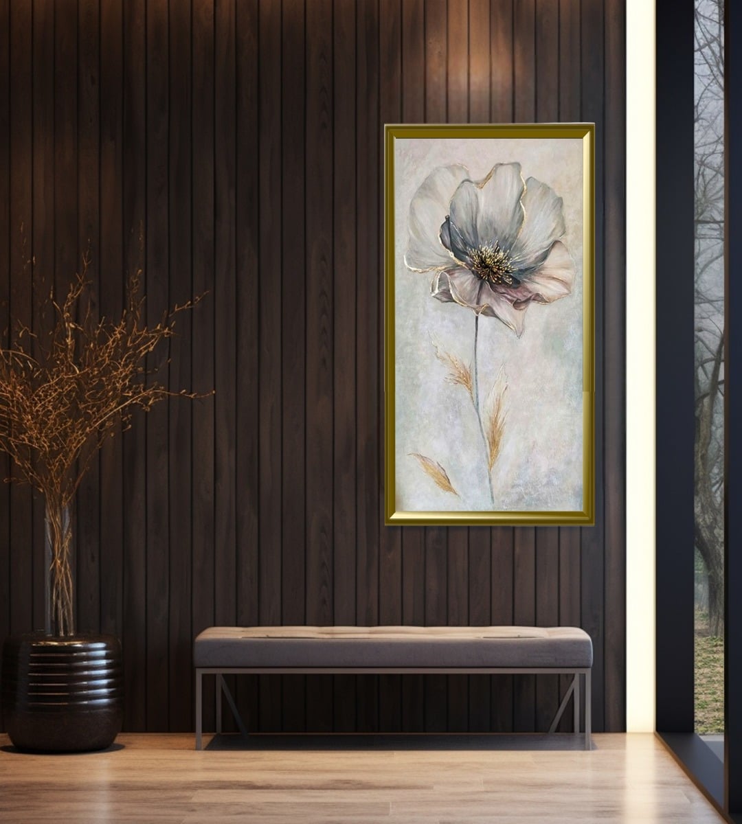 CUADRO DECORATIVO PARED FLORES SERENAS PINTURA JHN - 9