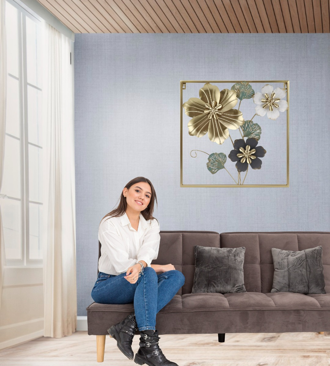 CUADRO DECORATIVO PARED FLORES ESCULTURA REALISTA JHN - 5