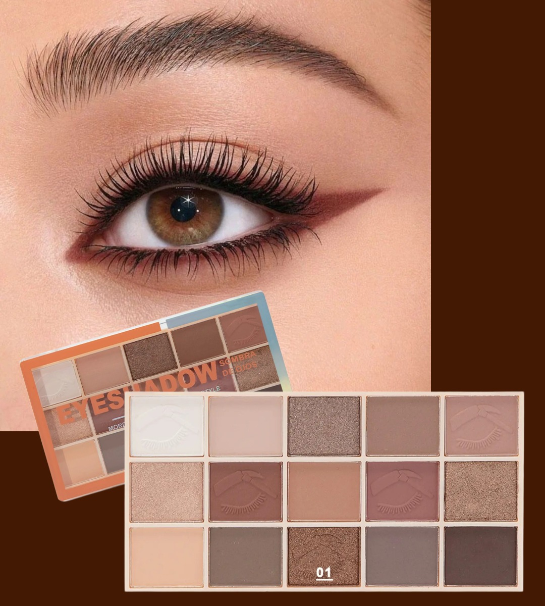 SET 2 SOMBRA OJOS PALETA 15 TONOS VIBRANTE DURADERA JHN - 6