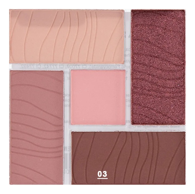 SET 2 SOMBRA OJOS PALETA 5 TONOS VIBRANTE SUAVE DURADERA JHN - 2