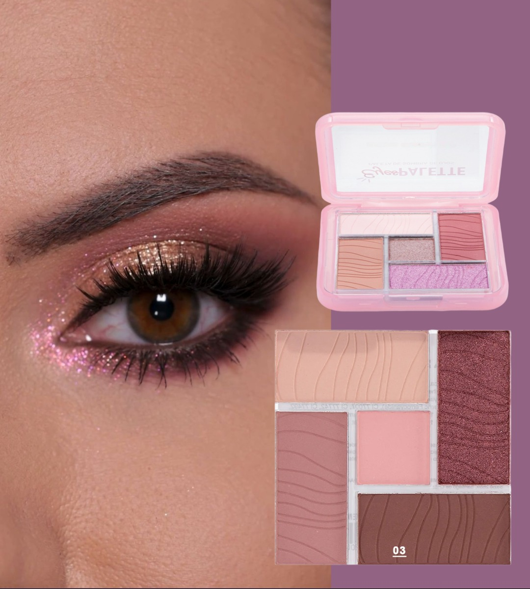 SET 2 SOMBRA OJOS PALETA 5 TONOS VIBRANTE SUAVE DURADERA JHN - 3