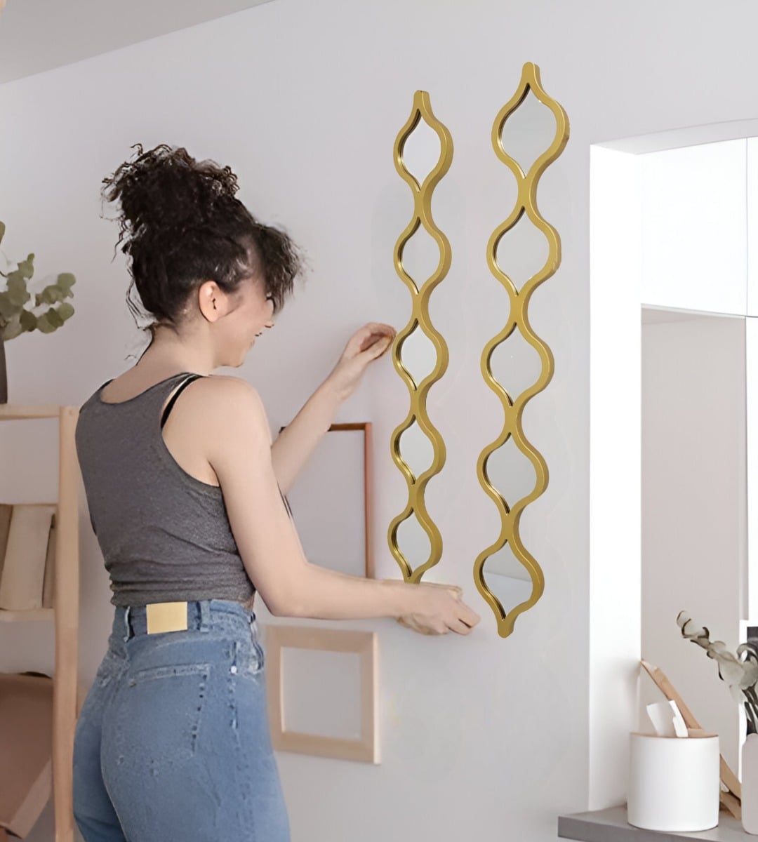 ESPEJO PARED DECORATIVO LLUVIA LÁGRIMAS ONDAS ARABESCAS JHN - 4