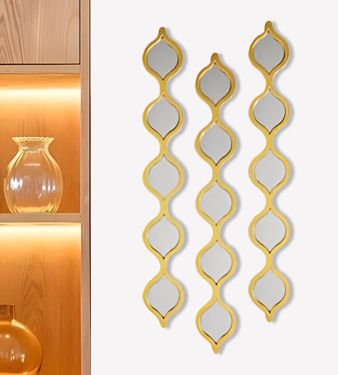 ESPEJO PARED DECORATIVO LLUVIA LÁGRIMAS ONDAS ARABESCAS JHN - 9