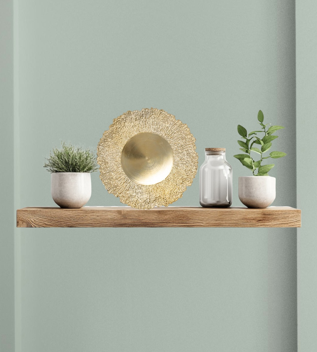 SET 3 PLATO BASE REDONDO DORADO BRILLANTE DECORATIVO JHN - 2