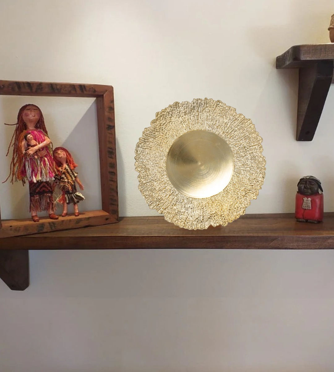 SET 3 PLATO BASE REDONDO DORADO BRILLANTE DECORATIVO JHN - 10