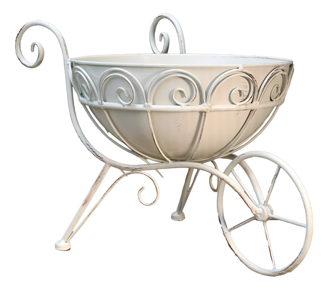 SOPORTE MACETAS ORNAMENTADO PLANTAS CARRETILLA FLORES JHN - 1